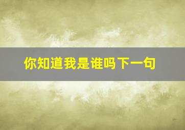 你知道我是谁吗下一句