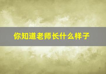 你知道老师长什么样子