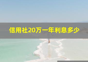 信用社20万一年利息多少