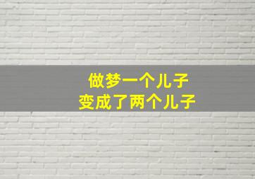 做梦一个儿子变成了两个儿子