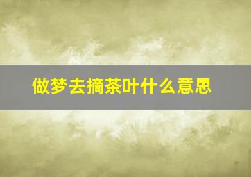 做梦去摘茶叶什么意思