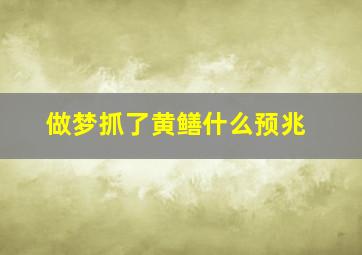 做梦抓了黄鳝什么预兆