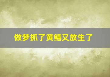 做梦抓了黄鳝又放生了