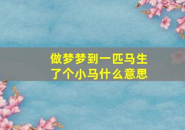 做梦梦到一匹马生了个小马什么意思