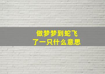 做梦梦到蛇飞了一只什么意思