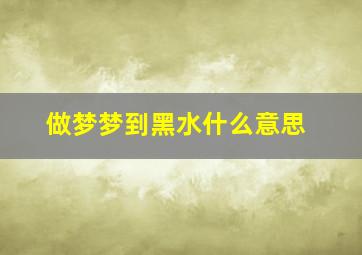 做梦梦到黑水什么意思