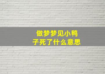 做梦梦见小鸭子死了什么意思