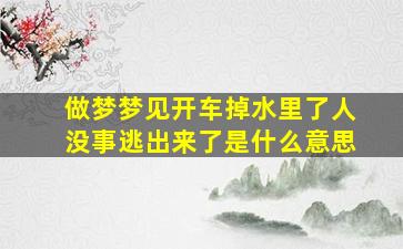 做梦梦见开车掉水里了人没事逃出来了是什么意思