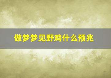 做梦梦见野鸡什么预兆