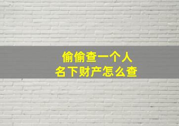 偷偷查一个人名下财产怎么查