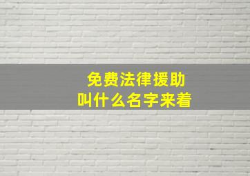 免费法律援助叫什么名字来着