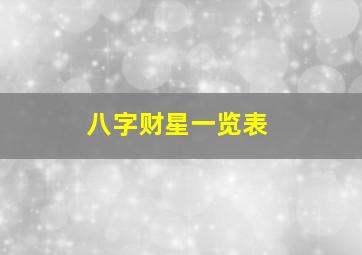 八字财星一览表