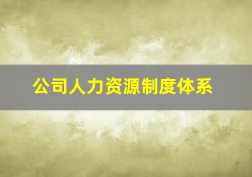 公司人力资源制度体系