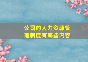 公司的人力资源管理制度有哪些内容