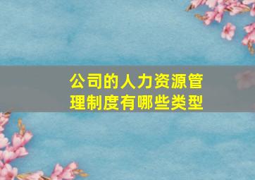 公司的人力资源管理制度有哪些类型