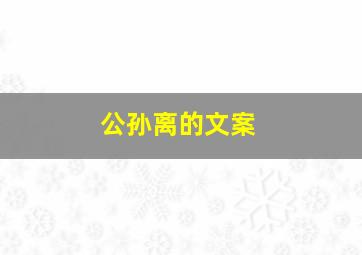 公孙离的文案