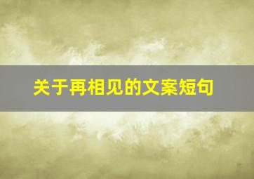 关于再相见的文案短句