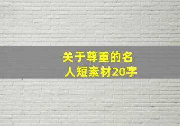 关于尊重的名人短素材20字