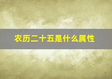 农历二十五是什么属性