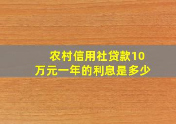 农村信用社贷款10万元一年的利息是多少