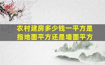 农村建房多少钱一平方是指地面平方还是墙面平方