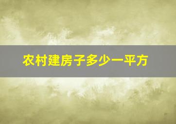 农村建房子多少一平方