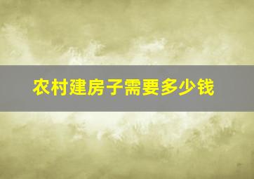 农村建房子需要多少钱