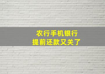 农行手机银行提前还款又关了