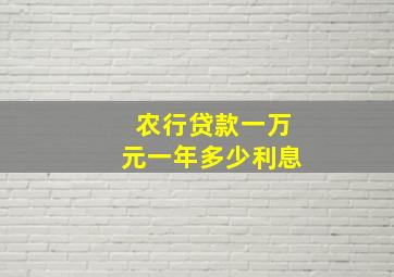 农行贷款一万元一年多少利息