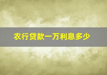 农行贷款一万利息多少