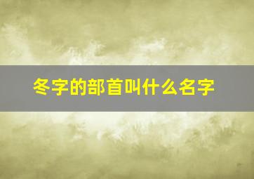 冬字的部首叫什么名字