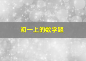 初一上的数学题