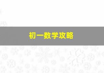 初一数学攻略