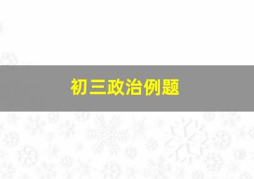 初三政治例题