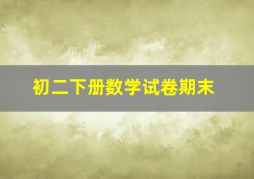 初二下册数学试卷期末