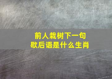 前人栽树下一句歇后语是什么生肖