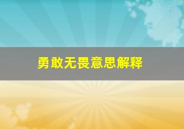 勇敢无畏意思解释