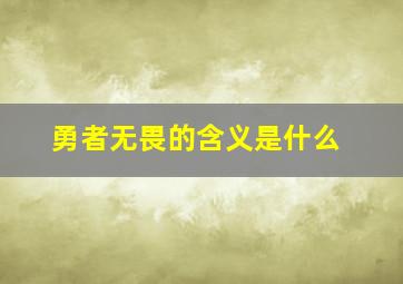 勇者无畏的含义是什么