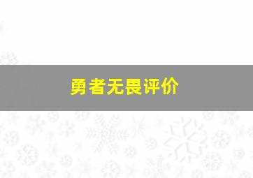 勇者无畏评价