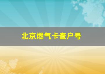 北京燃气卡查户号