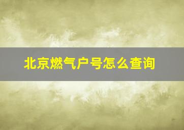 北京燃气户号怎么查询