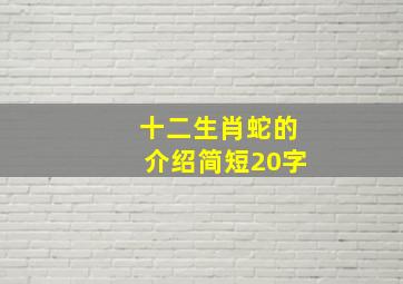 十二生肖蛇的介绍简短20字