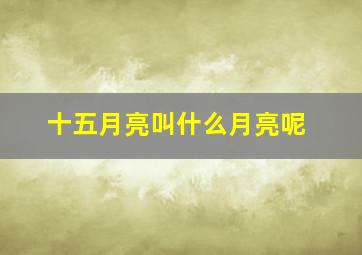 十五月亮叫什么月亮呢