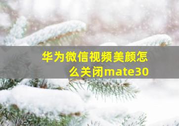 华为微信视频美颜怎么关闭mate30