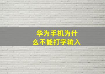 华为手机为什么不能打字输入