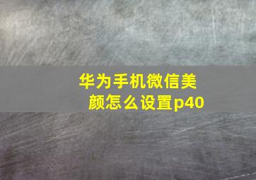 华为手机微信美颜怎么设置p40