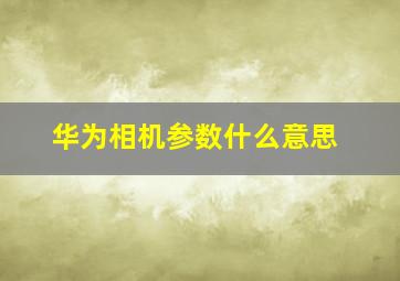 华为相机参数什么意思