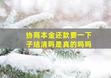 协商本金还款要一下子结清吗是真的吗吗