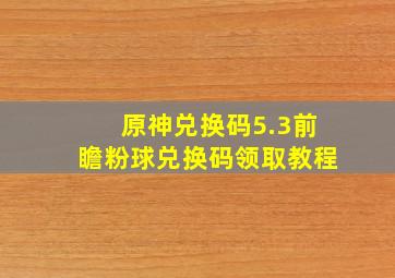 原神兑换码5.3前瞻粉球兑换码领取教程