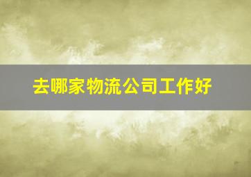 去哪家物流公司工作好